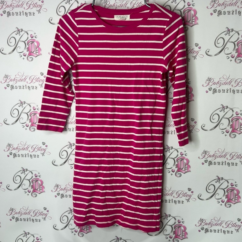 Forever 21 dress stripes candy long sleeve Pink and White Striped Top
